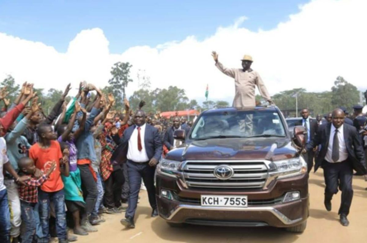 Image result for Raila Odinga waving at crowd in Narok