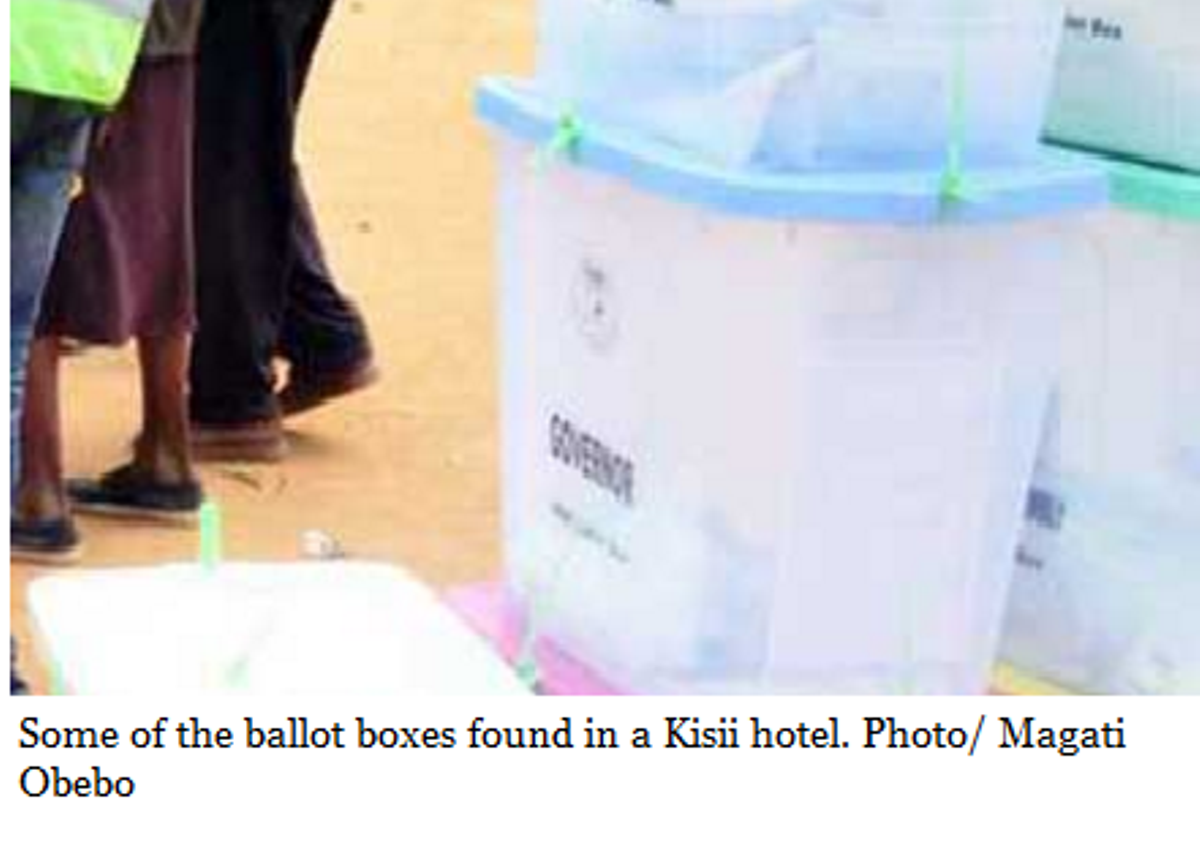 Ballot boxes found in Kisii hotel