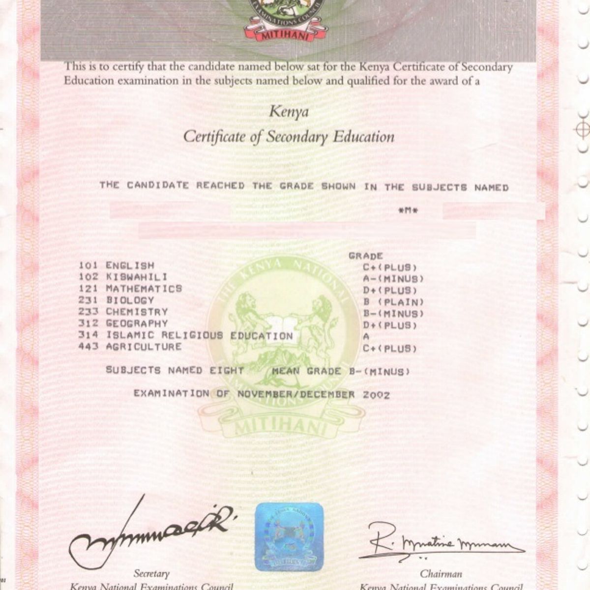 How to identify a fake KCSE certificate
